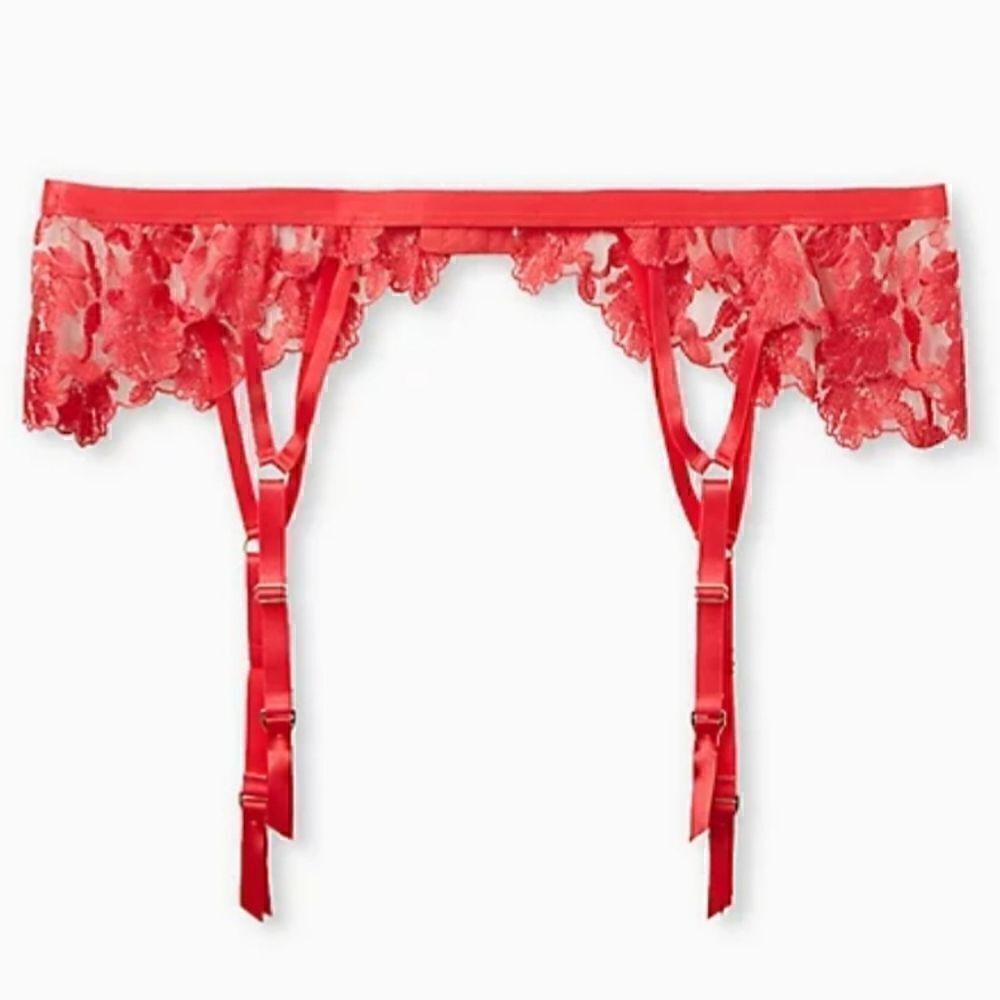 5X 6X Torrid Raspberry Pink Mesh Garter Belt Gold Floral Lace Lingerie Valentine